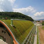 Leisure center with ultralight green roof